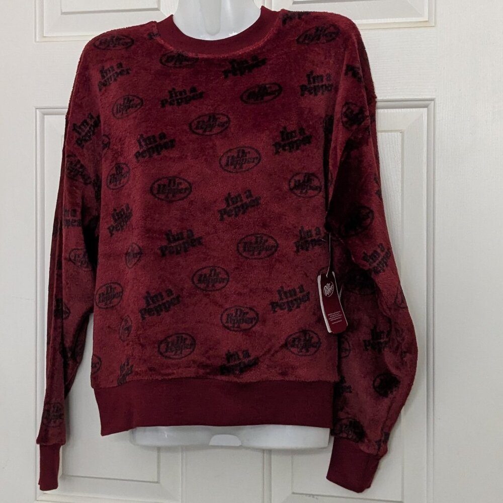 Dr Pepper Women's Cozy Sweater Red With Black Logo Size XSmall NWT - Picture 1 of 9